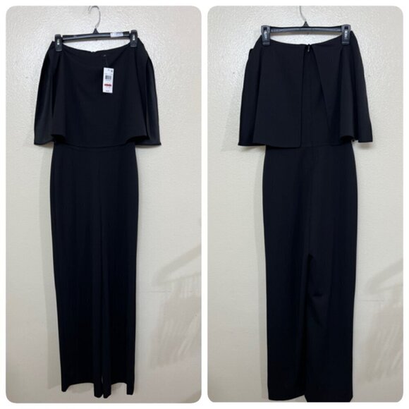 Connected Apparel Stretch Popover Split Flutter Sleeve Jumpsuit Sz 4 Black - Picture 2 of 11